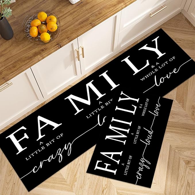 GUBIYU Farmhouse Kitchen Rugs and Mat Black Area Rugs for Living Room Dining Room Washable Rug for Bedroom Non Slip Backing Non Shedding Inspirational A Little Bit of Crazy Rugs for Home Office Decor