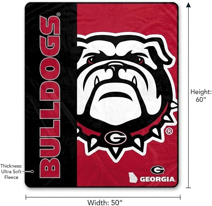 Pegasus Sports NCAA Georgia Bulldogs Endzone Ultra Soft Tailgate Throw