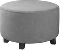 H.VERSAILTEX Ottoman Cover Stretch Ottoman Slipcover Round Ottoman Storage Cover Folding Stool Covers Furniture Protector Cover for Footrest Ottoman Fit Dia 20" - 23",Dove