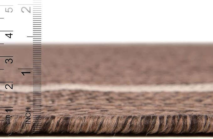 Unique Loom Outdoor Border Collection Area Rug - Soft Border (13' Square, Brown/ Ivory)