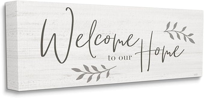 'Welcome To Our Home Country Sign'| Canvas Art | Stupell Industries | 30 x 13 Inches, Easy to Hang and Sturdy, Made in USA, by Natalie Carpentieri