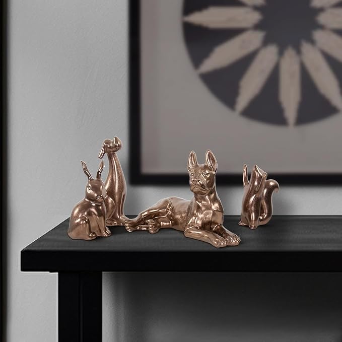 Howard Elliott Collection Rabbit Sculpture Ceramic Statue for Home and Garden Decor, Rich Antique Brass Figurine with Metallic Finish for Shelf Display in Living Room, 8.5 x 4.75 Inch