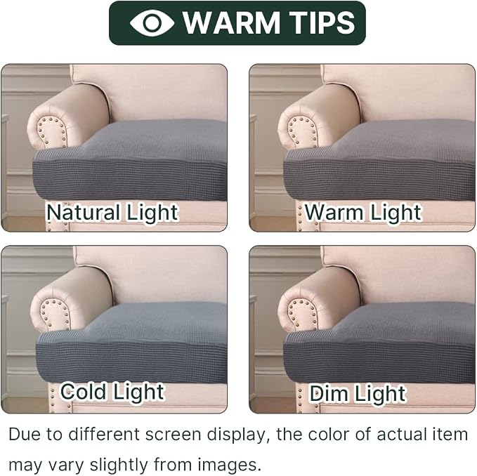 H.VERSAILTEX Stretch 2 Piece T Cushion Sofa Slipcovers Individually Sofa Cushion Covers for 2 Cushion Couch Sofa Seat Cushion Covers with Elastic Bands Featuring Thicker Jacquard Fabric, Dove