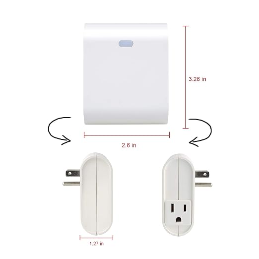 EVA LOGIK Z-Wave Smart Dimmer Outlet, Indoor Plug, Hub Required | Plug-in dimmer outlet for compatible lights, smooth brightness control, built-in repeater, works with certified Z-Wave hubs