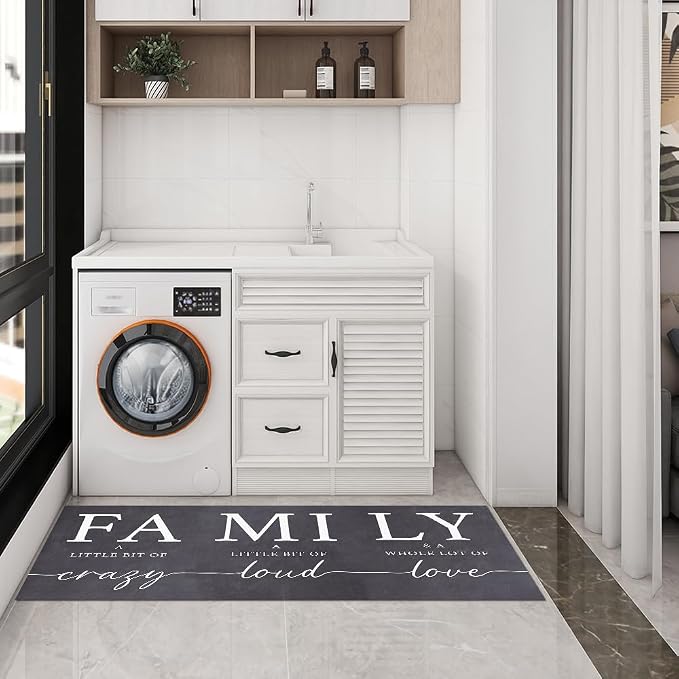 GUBIYU Grey Area Rugs for Living Room Farmhouse Stain Resistant Non Skid Rubber Backing Washable Rug for Bedroom Dining Room Inspirational Rustic Home Decor Large Floor Carpet Hallway Rugs 23.6"x59"