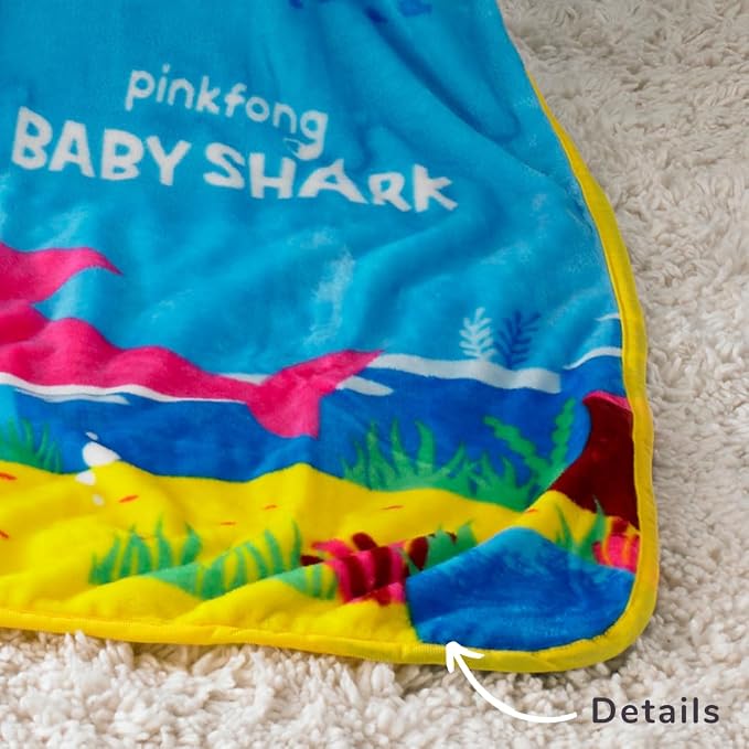 Baby Shark Kids Bedding Super Soft Silk Touch Throw, 40 in x 50 in, (Official Licensed Product) by Franco