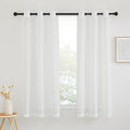 NICETOWN White Sheer Curtains 63 inch Length, Grommet Linen Blend Textured Semi by NICETOWN