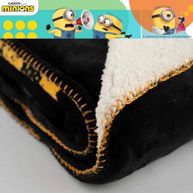 Minions Kids Bedding Soft Plush Sherpa Blanket Throw, 46 in x 60 in, (Officially Licensed Product) by Franco