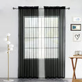 SpaceDresser Sheer Voile Window Treatment Rod Pocket Curtain Panels for Kitchen Bedroom Living Room Drapes Sunlight Filtering Privacy Semi Home Decor Assorted (Black, 52 W x 108 L)