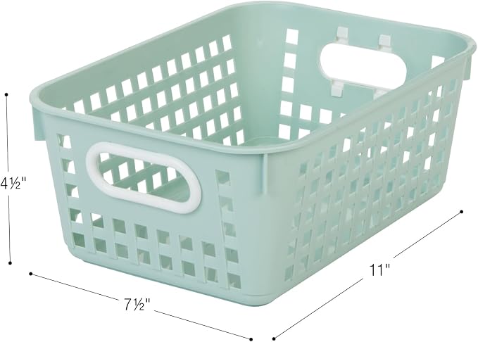 Really Good Stuff Medium Plastic Book Baskets, 11" by 7.5" by 4.5", 6-Pack | Boho Group Colors, Versatile Storage Solution for Classroom, Home, and Office
