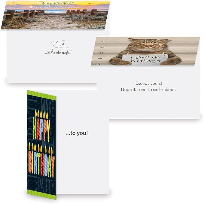 Current Birthday Greeting Cards Value Pack | Mega Happy Birthday, 36 Count, 18 Designs 5" x 7" Folded, Envelopes Included
