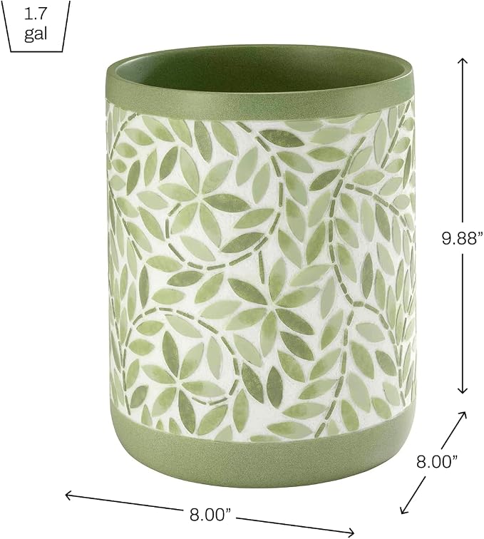 Avanti Linens - Wastebasket, Resin Accessories, Guest Bathroom Essentials (Stratford Collection, Green)