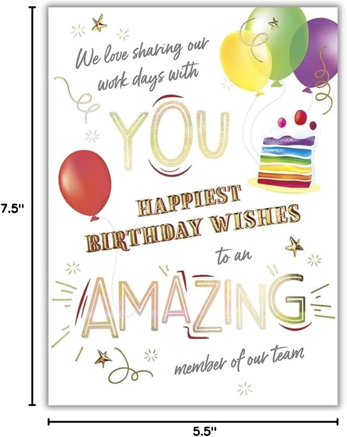 25 Employee Birthday Cards - Exciting Typographic Design with Gold Foil Embossing - FSC Mix
