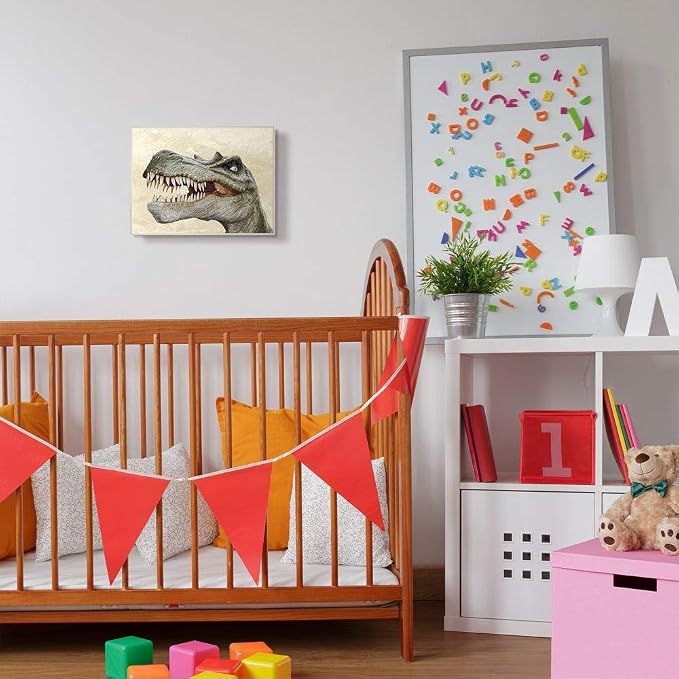 Stupell Industries 'Bold T-Rex Dinosaur Portrait'| Wall Plaque Art | Stupell Industries | 15 x 10 Inches, Easy to Hang and Sturdy, Made in USA, by Ziwei Li