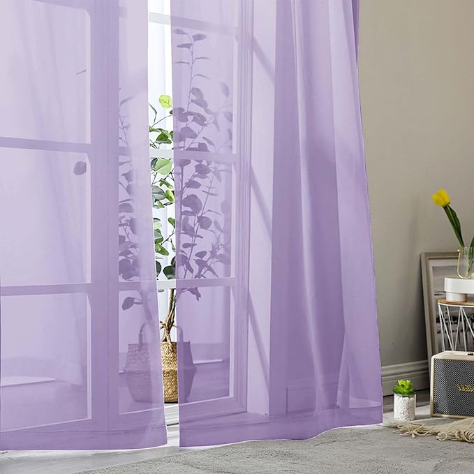 Extra Long Sheer Lavender Curtains - Image 8
