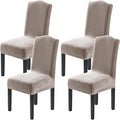 H.VERSAILTEX Dining Chair Covers Stretch for Dining Room Set of 4 Parson Chair Slipcovers Protectors, Soft Thick Solid Velvet Fabric Washable, Taupe