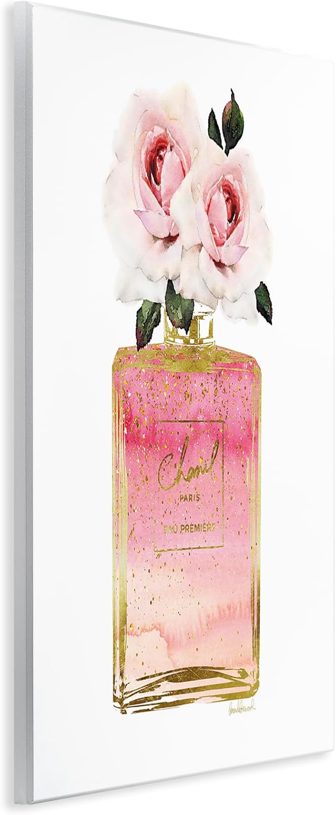 Perfume Bottle Roses Glam, 10 x 15 Inch Mounted Print on Wall Plaque | Stupell Industries · By Amanda Greenwood · Ready to hang · Shabby chic charm for living room or bedroom · Made in USA