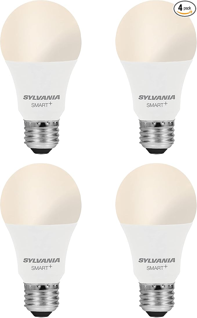 SYLVANIA Wifi LED Smart Light Bulb, A19, 60W, Soft White, Compatible with Alexa and Google Home Only - 4 Pack (75672)