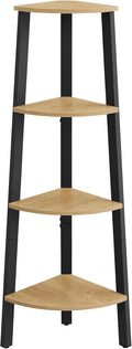VASAGLE Corner Shelf Stand, 4-Tier Corner Bookshelf, Modern Basic Ladder Shelf, Plant Stand for Living Room, Office, Kitchen, Straw Yellow and Matte Black ULLS034YB01S