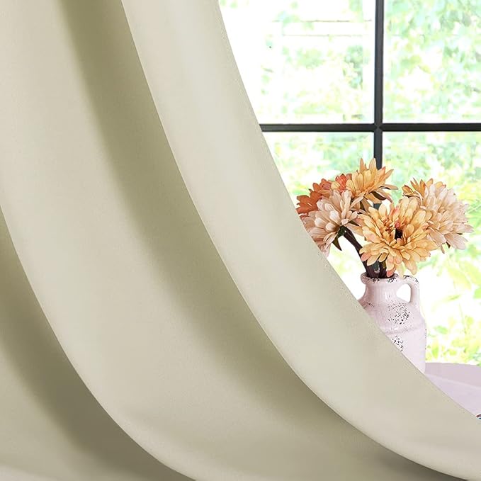 NICETOWN Room Darkening Curtain Panels for Cafe, Thermal Insulated Grommet Room Darkening Draperies/Drapes for Window (Beige, 2 Panels, W70 x L54 -inch)