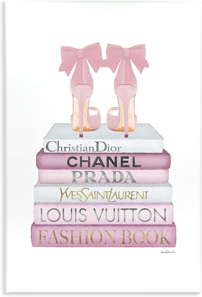 Glam Heels and Books Still Life, 10 x 15 Inch Mounted Print on Wall Plaque | Stupell Industries · By Amanda Greenwood · Ready to hang · Made in USA