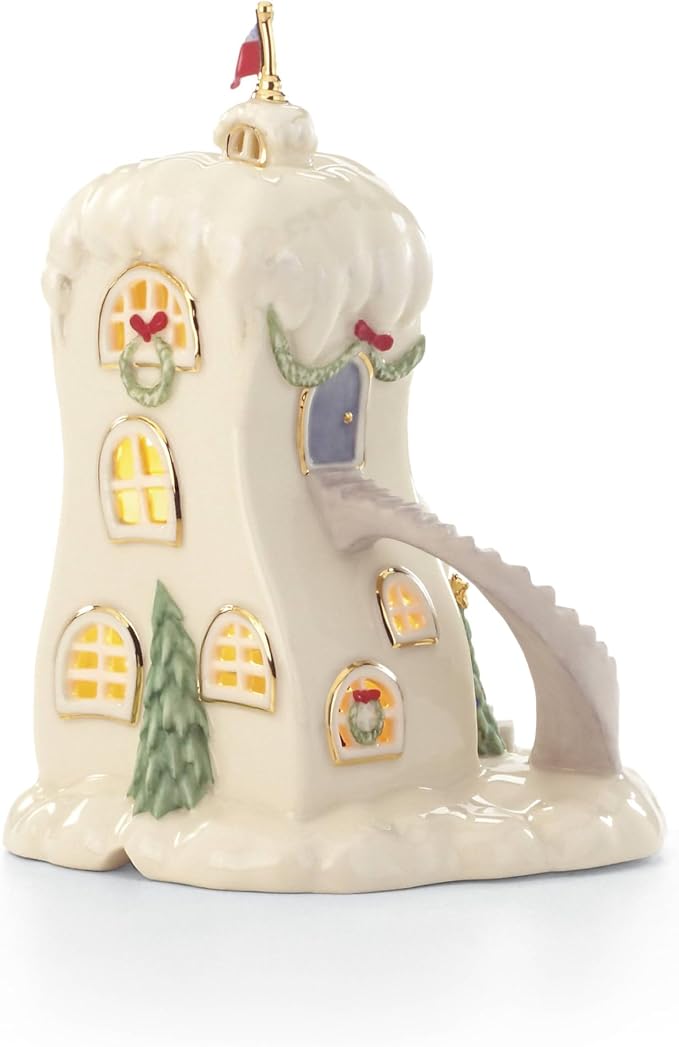 Lenox Dr. Seuss Who-Ville Post Office Christmas Figurine | porcelain with 24k gold accents | 7 x 4.5 x 4.75 inch size | collectible gift for grinch fans | 7 inch