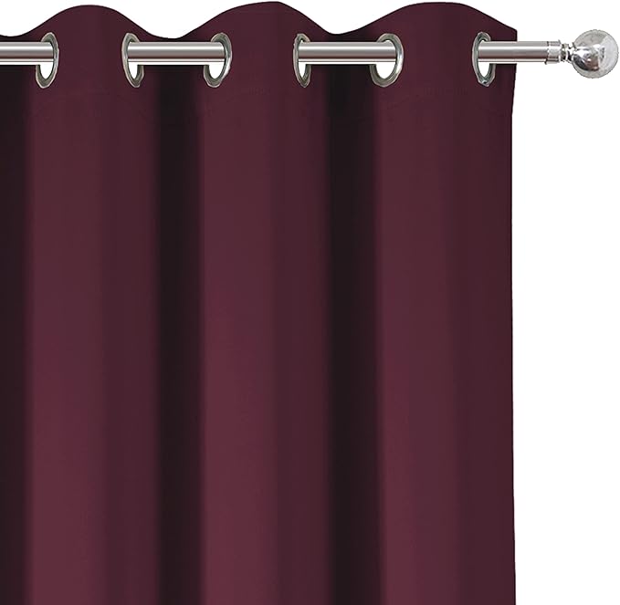 LEMOMO Burgundy Red Thermal Blackout Curtains/38 x 63 Inch/Set of 2 Panels Room Darkening Curtains for Bedroom