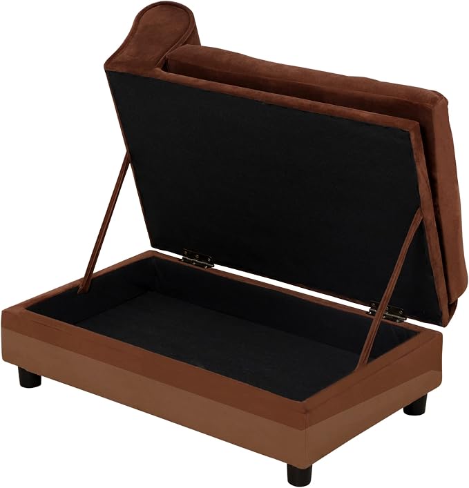 PawHut Luxury Fancy Dog Couch with Hidden Storage, Small Dog Sofa Bed with 2" Soft Foam, Modern Pet Furniture for Puppies & Little Breeds, Brown