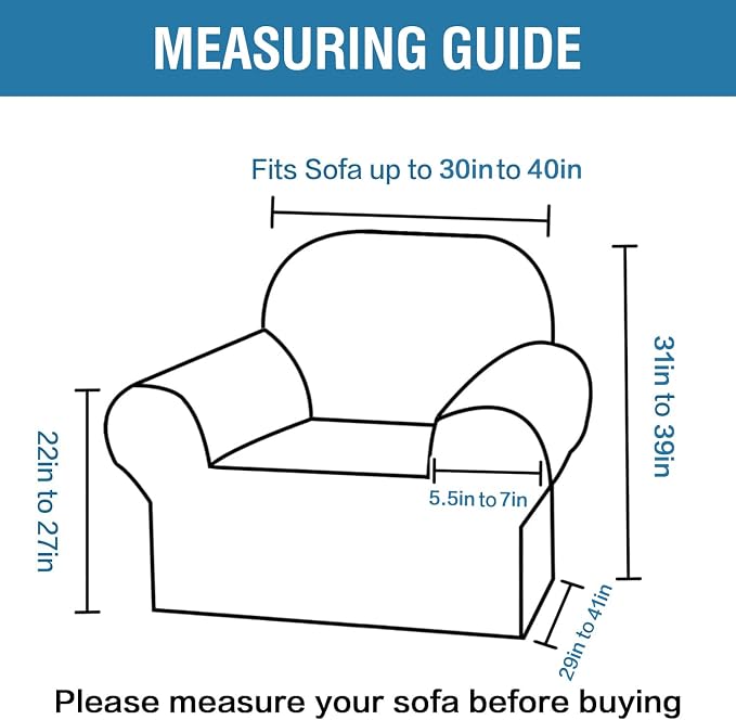 H.VERSAILTEX Chair Covers Slipcover 1 Piece Stretch Sofa Slipcover Anti-Slip Cover for Couch Soft Dogs Slipcovers Washable Upgrade Thick Jacquard Fabric with Spiral Pattern(30"-40", Pale Oak)