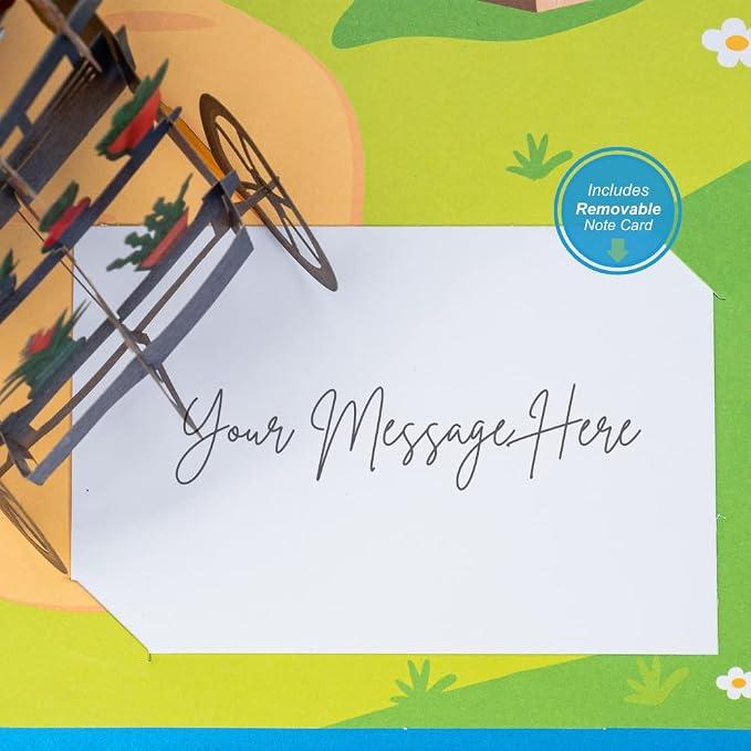 Paper Love Pop Up Cards 2 Pack - Includes 1 Flower Wagon and 1 Flower Watering Can, For All Occasions, Mother Day, Birthday, Just Because- Includes Envelope and Note Tag