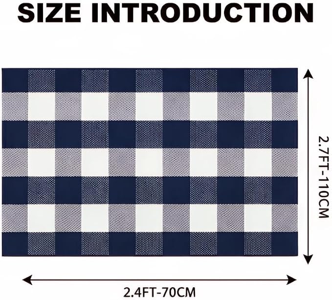 Buffalo Plaid Rug 2'4''x 3'7'' Navy Blue and White Front Door Mat Reversible Layered Porch Rug Washable Hand Woven Cotton Area Rug for Indoor Outdoor Entryway Patio Porch Decor