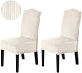 H.VERSAILTEX Velvet Dining Chair Covers Stretch Chair Covers for Dining Room Set of 2 Parson Chair Slipcovers Chair Protectors Covers Dining, Soft Thick Solid Velvet Fabric Washable, Ivory Striped