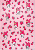 Collectibles My Melody Strawberry Bedding Super Soft Cozy Blanket, 62 in x 90 in, (Officially Licensed Product) by Franco