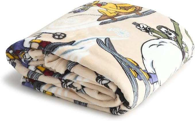 Vera Bradley Women's Disney Fleece Plush Throw Blanket, Downhill Skiing Mickey and Friends, One Size