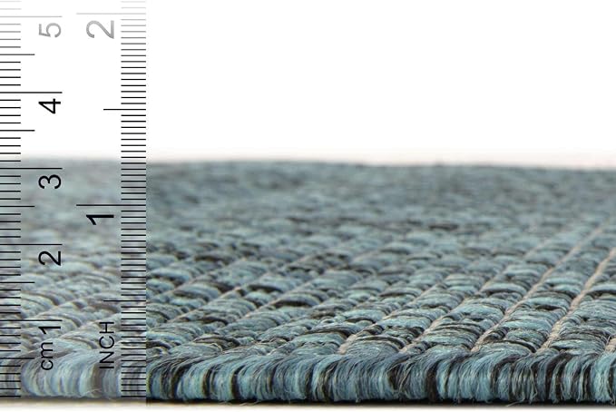 Unique Loom Outdoor Solid Collection Area Rug (10' x 14' 1" Rectangle Teal/Navy Blue)