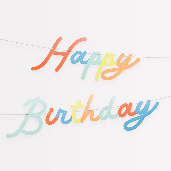Meri Meri Personalizable Happy Birthday Banner Set (Pack of 1), 9' Birthday Party Garland Including Excess Cord
