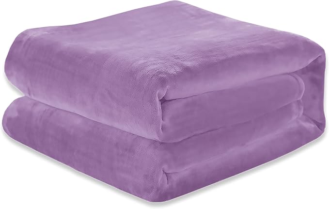 Elegant Comfort Luxury Velvety Feel Blanket, All-Season Lightweight Blanket, Ultra Plush, Soft, Cozy-Fuzzy Flannel Fleece for Couch, Sofa, Bed, Travel, Solid Design, Twin/Twin XL, Lavender