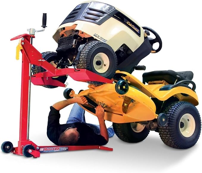 MoJack EZ MAX 45001 Riding Lawn Mower Lift Jack, 450 lb, Zero Turn/Tractor | Fits 18.5-47.5in Wheel Span - Raises Deck 24in - Manual or Drill-Powered - Fold-Flat Storage - Blade & Belt Service