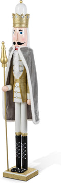 Glitzhome Nutcracker Christmas Decorations 42 Inch King Nutcracker with Crown and Staff for Xmas Holiday Decor Porch Gateway