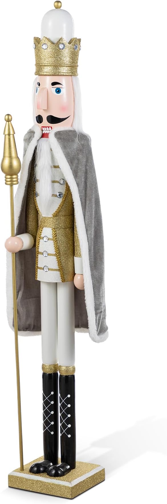 Glitzhome Nutcracker Christmas Decorations 42 Inch King Nutcracker with Crown and Staff for Xmas Holiday Decor Porch Gateway