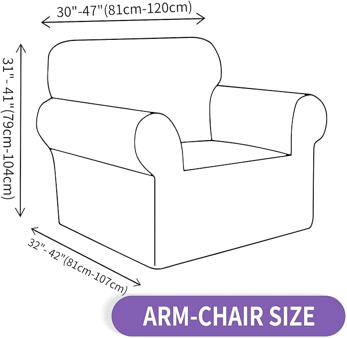 ZNSAYOTX Chair Cover with Arms (30"-47"), New Striped Sofa Chair Covers for Living Room, Dogs Pet Friendly Anti-Slip Chair Protector Spandex Armchair Slipcovers (Peacock Teal, Chair)
