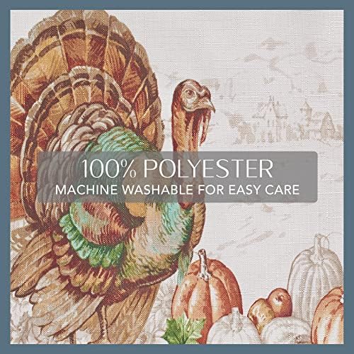 Holiday Turkey Bordered Fall Tablecloth, Multicolor - 60" W x 144" L