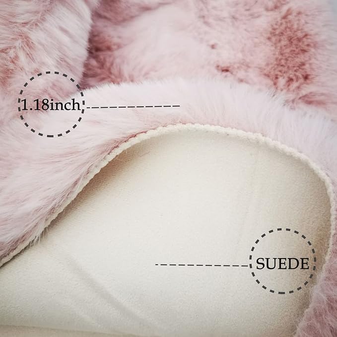 Ghouse Pink Faux Rabbit Fur Rug 6x9 Machine Washable Area Rugs for Bedroom Fluffy Rugs for Living Room No-Shedding Carpet Sheepskin Rug