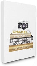 Stupell Industries 'Camera Gold Black Bookstack'| Canvas Art | Stupell Industries | 16 x 20 Inches, Easy to Hang and Sturdy, Made in USA, by Amanda Greenwood