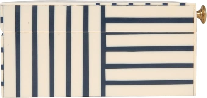 Bloomingville Midnight Blue & White Striped Resin Storage Box