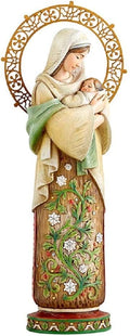 Avalon Gallery Madonna & Child to Everything There is A Season Figurine – Wood-Look, Floral Design, Burnished Halo, 10.25-Inch, Winter