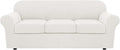H.VERSAILTEX 4 Piece Stretch Sofa Covers for 3 Cushion Couch Covers for Living Room Furniture Slipcovers (Base Cover Plus 3 Seat Cushion Covers) Thicker Jacquard Fabric (Large Sofa, Porcelain White)
