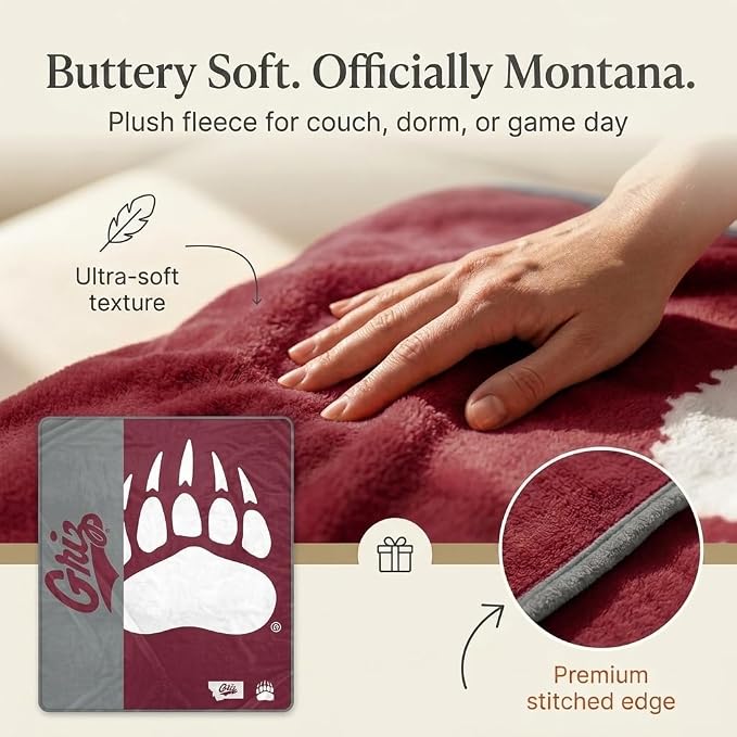 Proformance Home NCAA Montana Grizzlies Endzone Ultra Soft Tailgate Throw