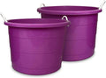 Homz 2 Pack of 17 Gallon Storage Buckets, Durable Plastic Containers, Sturdy Rope Handles, Large Tubs for Sports Equipment, Party Cooler, Gardening, Toys and Laundry, Orchid