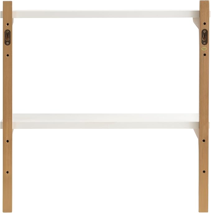 Kate and Laurel Meridien Modern Two-Tier Wooden Shelves, 24 x 8 x 24, White and Gold, Stunning Tiered Wall Shelf for Storage and Display as Cute Nursery Shelving or Bedroom Storage